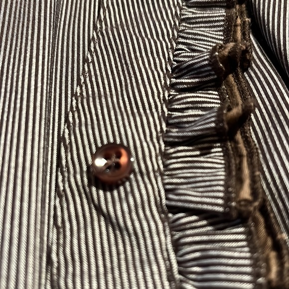 Scarlet brown striped frilled front shirt - Picture 7 of 9